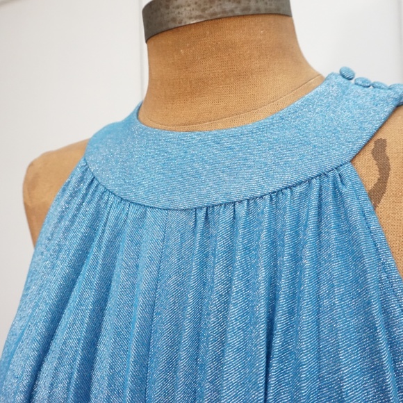 🆕Free People Pleated Metallic Pullover Blouse Top - Picture 5 of 8